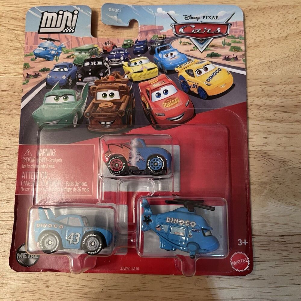 Disney Cars Mini Racers McQueen King Rotor Turbosky 3 Pack NEW
